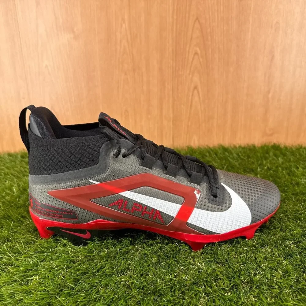 Nike Alpha Menace Elite 4 Black Red Football Cleats IB2501-005 Men's Size 11